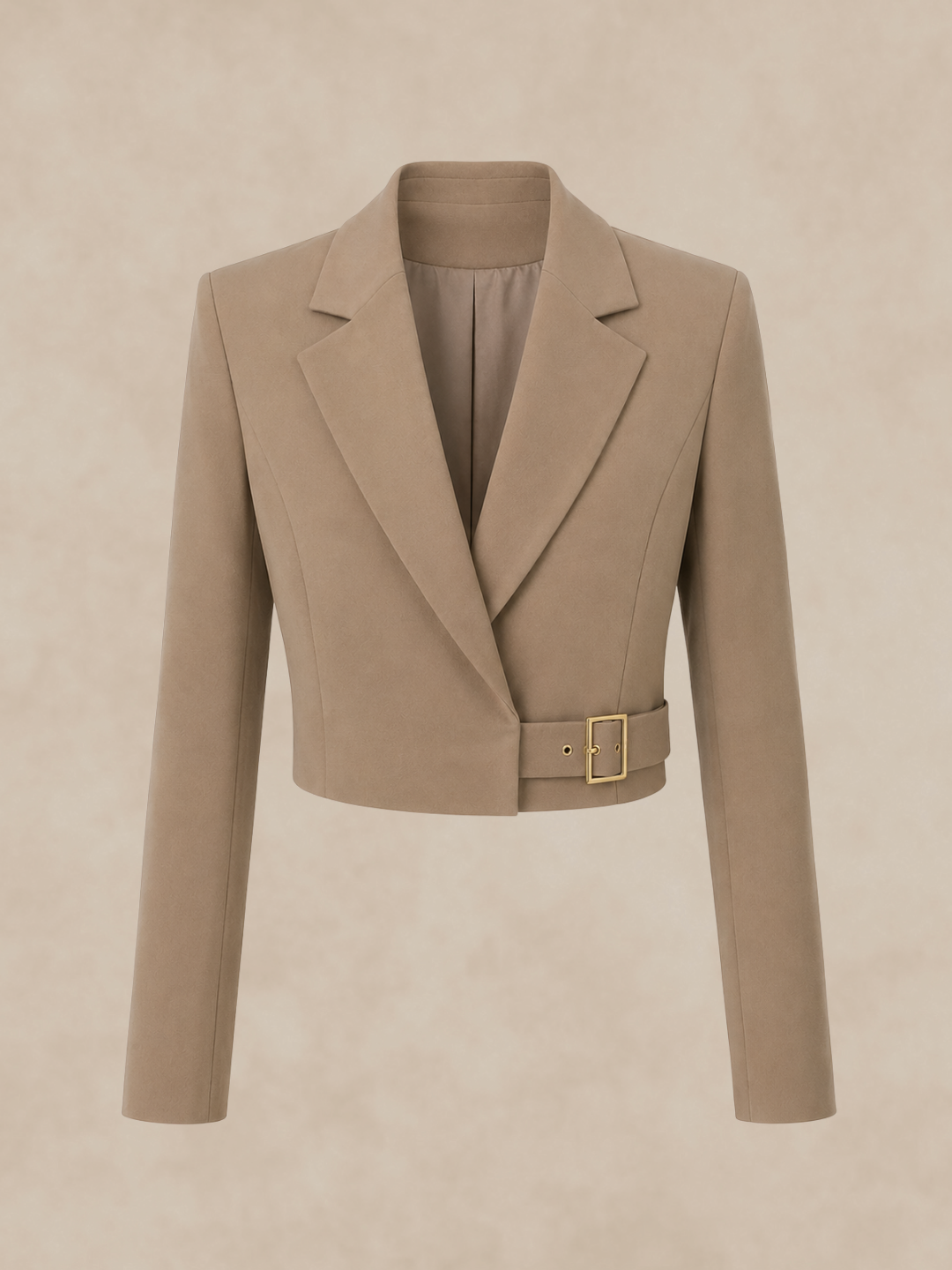 Rosie cropped blazer in Sheer Dusk, light brown suiting, flat lay