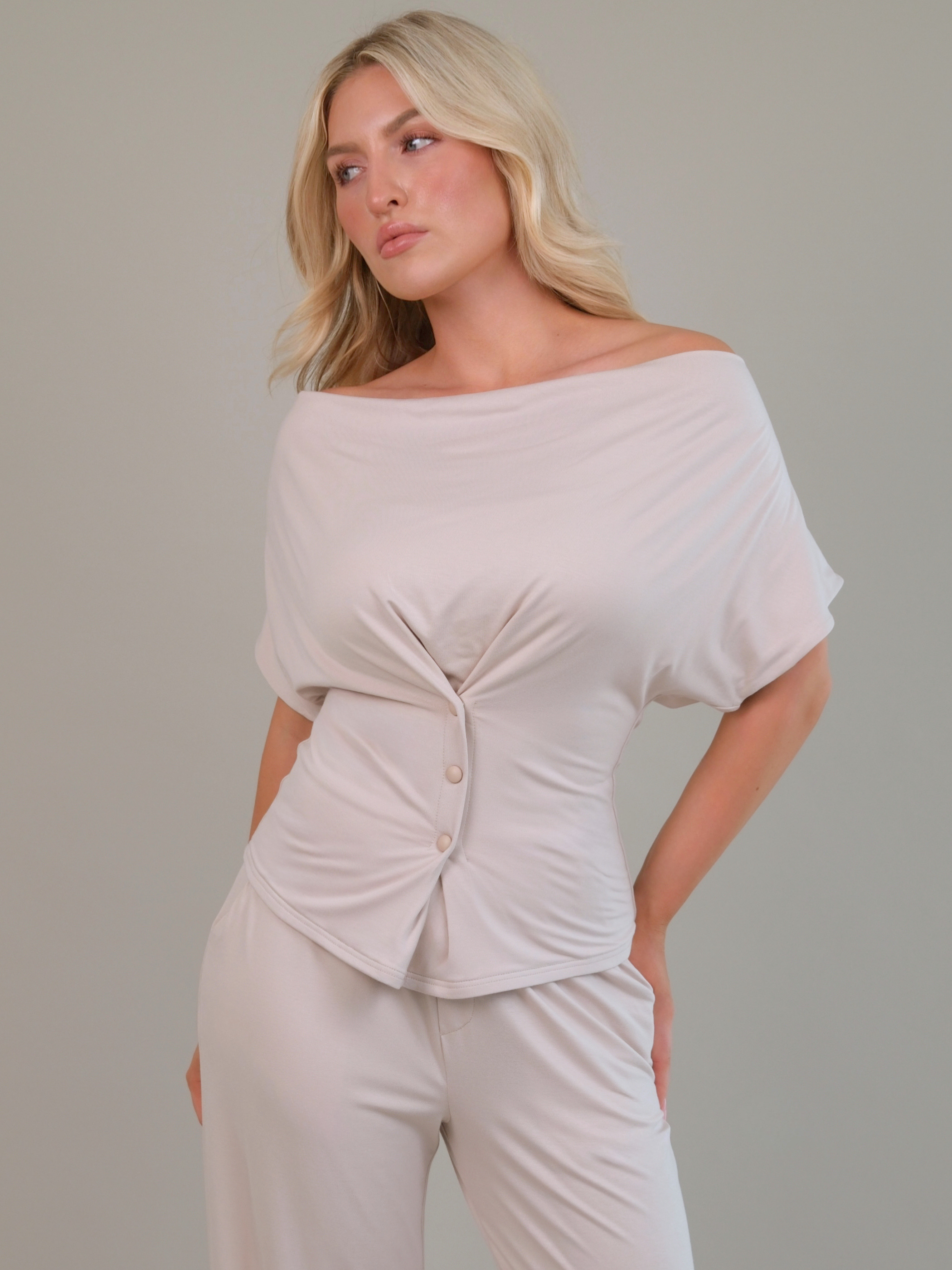 Amelie Blush Draped Jersey Top