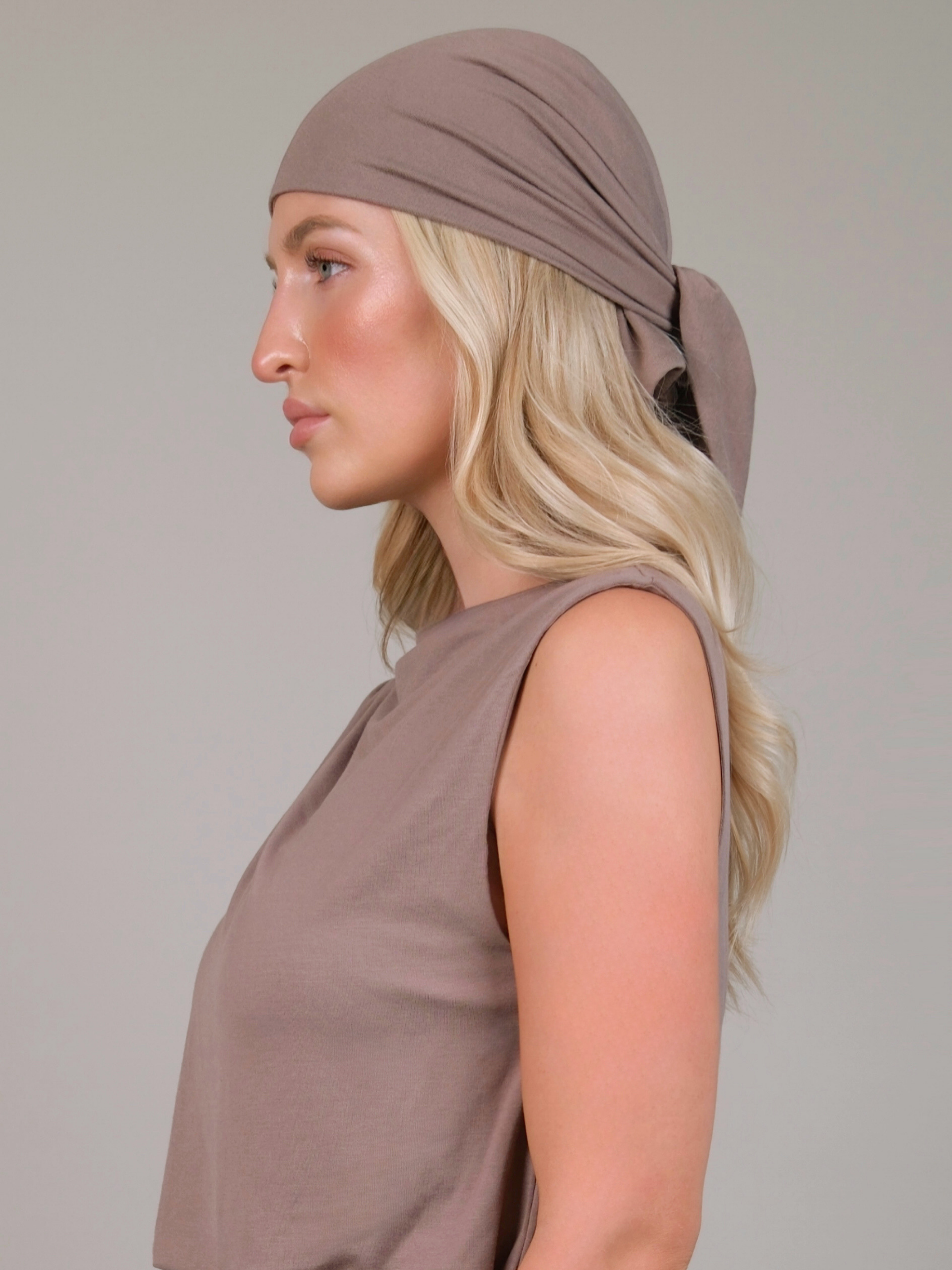 Gioia Taupe Soft Jersey Headscarf